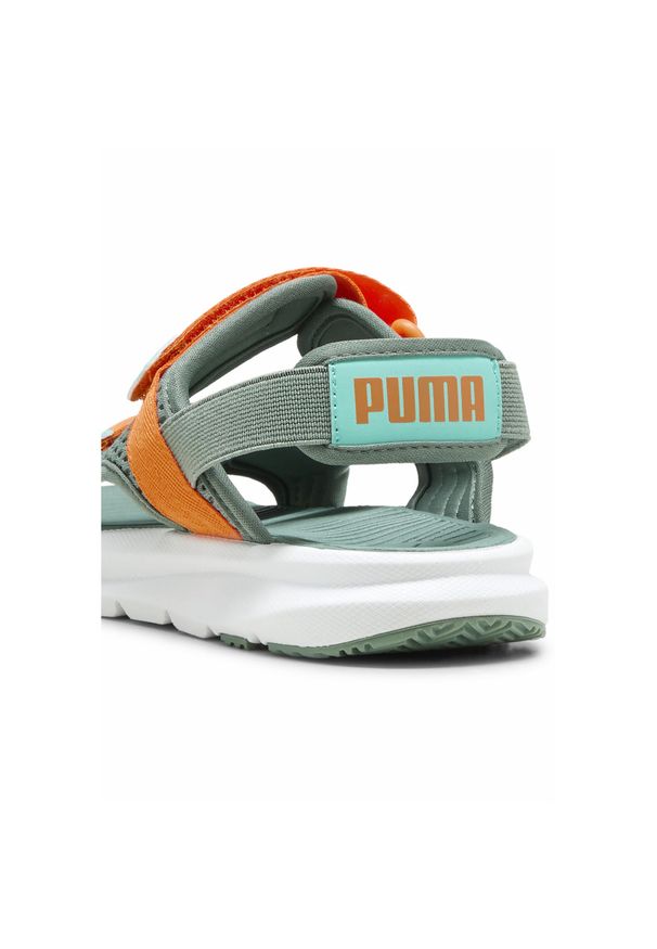 Puma - Sandały młodzieżowe PUMA Evolve PUMA Green Moon Orange Glo Aquatic. Kolor: pomarańczowy, zielony, żółty, wielokolorowy. Sezon: lato. Styl: młodzieżowy