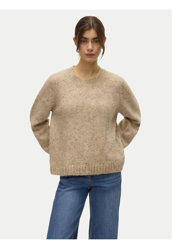 Vero Moda Sweter Ingrid 10331365 Beżowy Regular Fit. Kolor: beżowy. Materiał: syntetyk