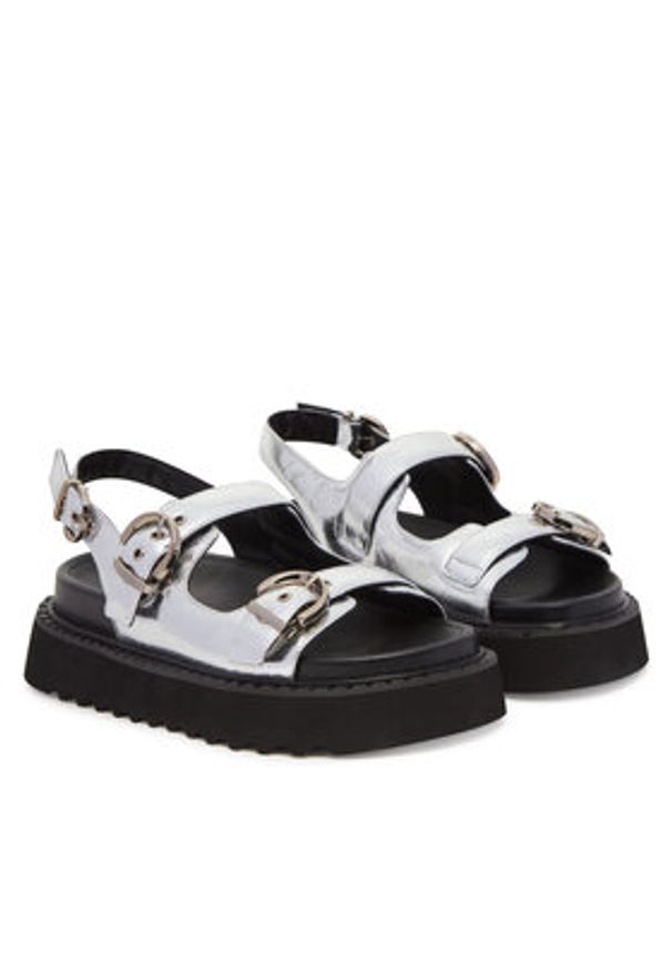 Pinko - PINKO Sandały Kate 03 SD0293 P049 Srebrny. Kolor: srebrny. Materiał: skóra