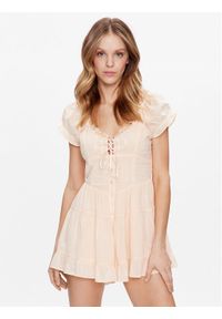 BDG Urban Outfitters Kombinezon BDG LILLY LACE PLAYSUIT 76465715 Écru V-Neck Fit. Materiał: wiskoza #1