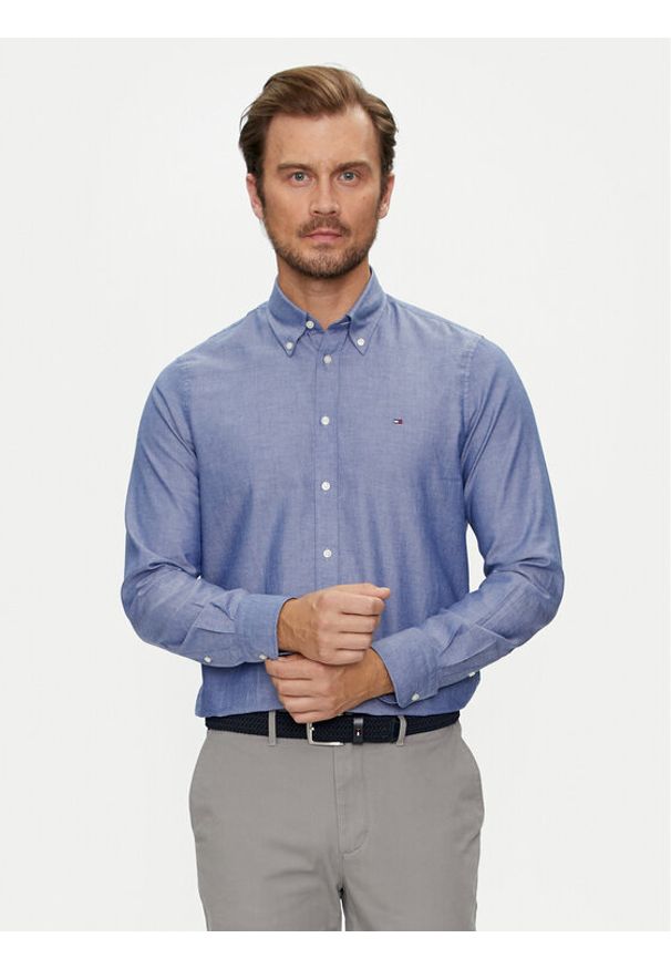 TOMMY HILFIGER - Tommy Hilfiger Koszula MW0MW36369 Niebieski Slim Fit. Kolor: niebieski. Materiał: bawełna