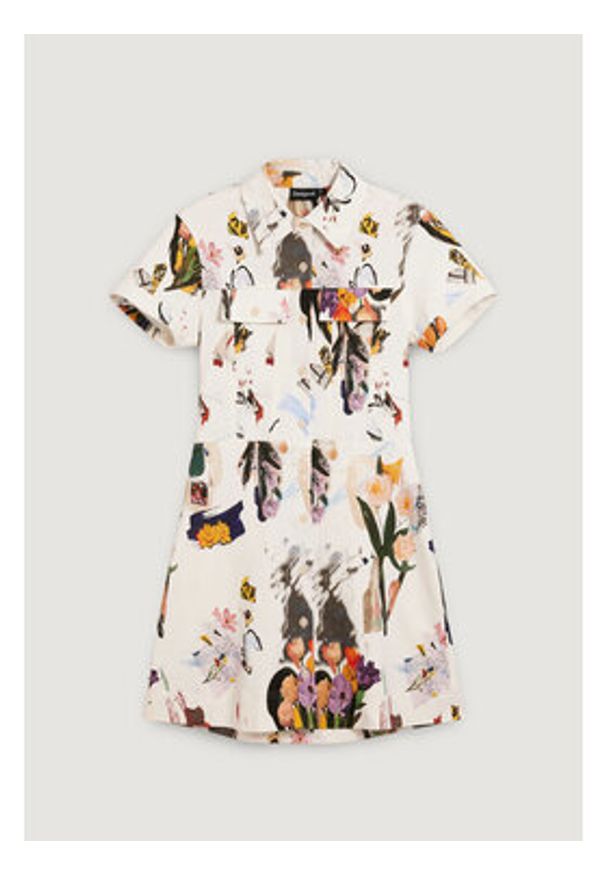 Desigual Sukienka koszulowa Fini 26SWVW48 Écru Regular Fit. Materiał: wiskoza. Typ sukienki: koszulowe