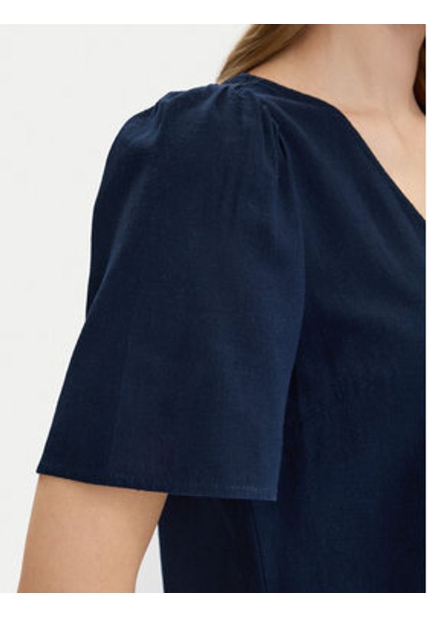 Vero Moda Sukienka letnia Mymilo 10340466 Granatowy Regular Fit. Kolor: niebieski. Materiał: len, wiskoza. Sezon: lato
