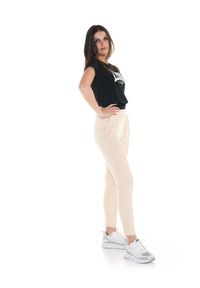 LEONE 1947 APPAREL - Damskie joggery ze ściągaczem Basic. Kolor: beżowy. Materiał: tkanina. Sport: fitness