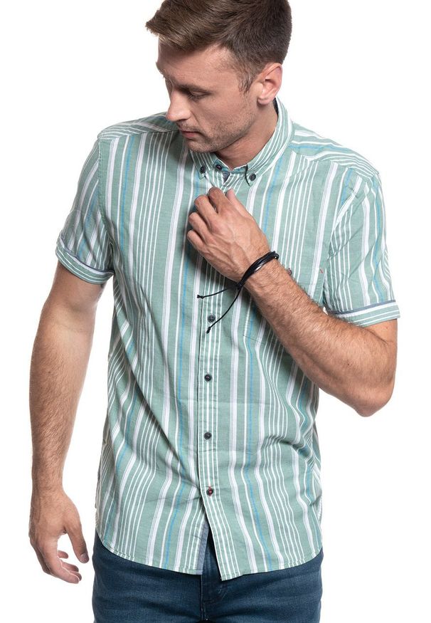 Mustang - MĘSKA KOSZULA MATERIAŁOWA MUSTANG COLLIN BASIC STRIPE 1009578 11742. Materiał: materiał