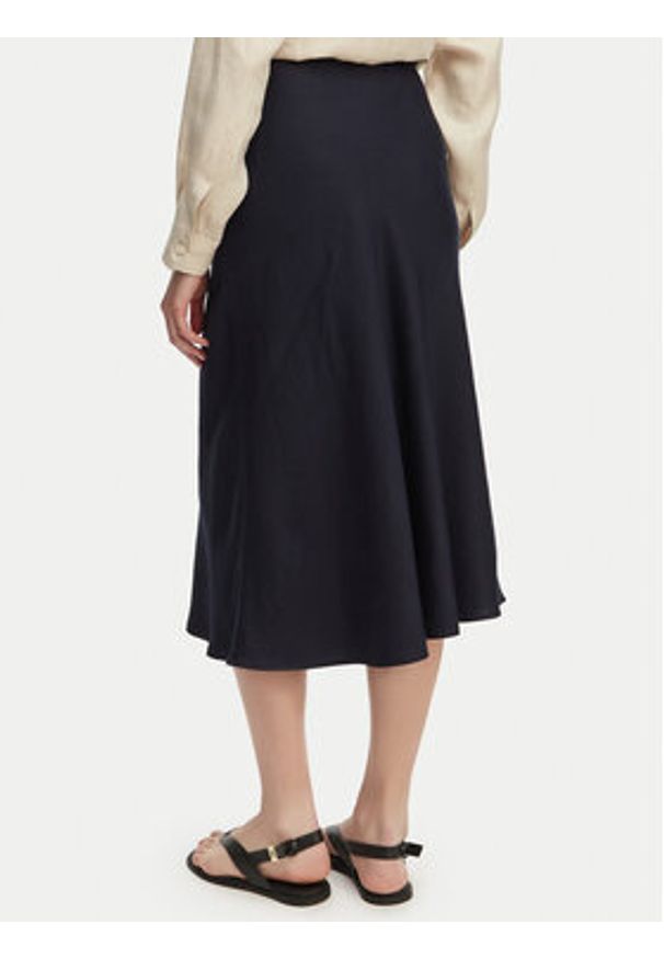 GANT - Gant Spódnica midi 4400231 Granatowy Regular Fit. Kolor: niebieski. Materiał: len