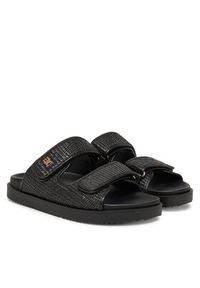 TOMMY HILFIGER - Tommy Hilfiger Klapki DOUBLE STRAP RAFFIA FW0FW08940 Czarny. Kolor: czarny