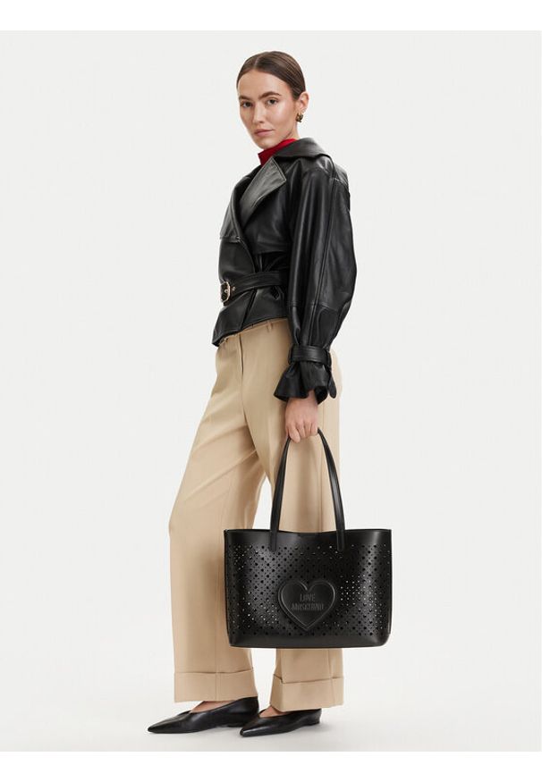 Love Moschino - LOVE MOSCHINO Torebka JC4289PP0OKK0000 Czarny. Kolor: czarny. Materiał: skórzane