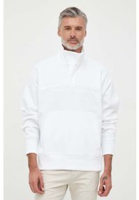 Calvin Klein Jeans bluza męska kolor biały gładka. Kolor: biały. Długość rękawa: długi rękaw. Długość: krótkie. Wzór: gładki
