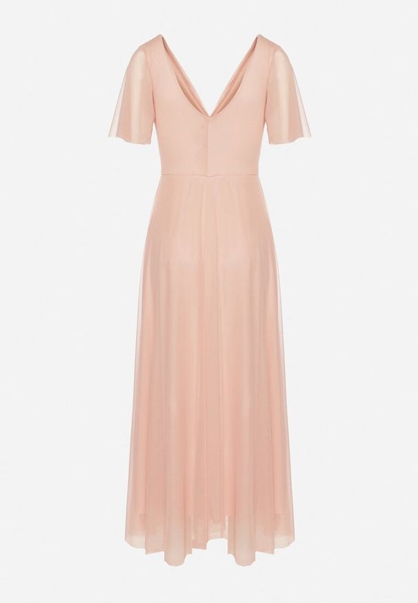 Born2be - Różowa Kopertowa Rozkloszowana Sukienka z Wiązaniem w Talii Kolea. Okazja: na wesele, na studniówkę, na imprezę, na ślub cywilny. Typ kołnierza: dekolt w kształcie V. Kolor: różowy. Długość rękawa: krótki rękaw. Typ sukienki: kopertowe. Styl: elegancki, klasyczny