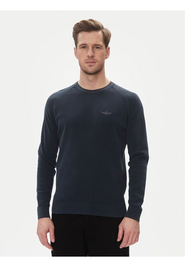 Aeronautica Militare Sweter 251MA1556L560 Granatowy Regular Fit. Kolor: niebieski. Materiał: bawełna