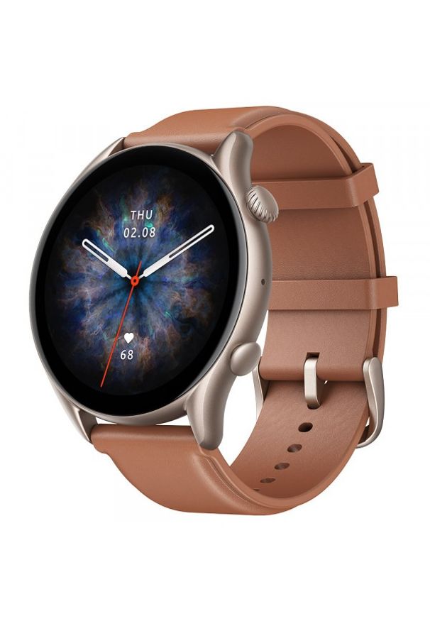 Huami - Smartwatch Amazfit GTR 3 Pro Brown Leather. Rodzaj zegarka: smartwatch. Materiał: koronka. Styl: klasyczny, elegancki, sportowy