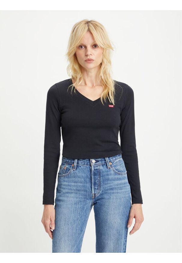 Levi's® T-Shirt Baby Tee A48910000 Czarny Slim Fit. Kolor: czarny. Materiał: bawełna