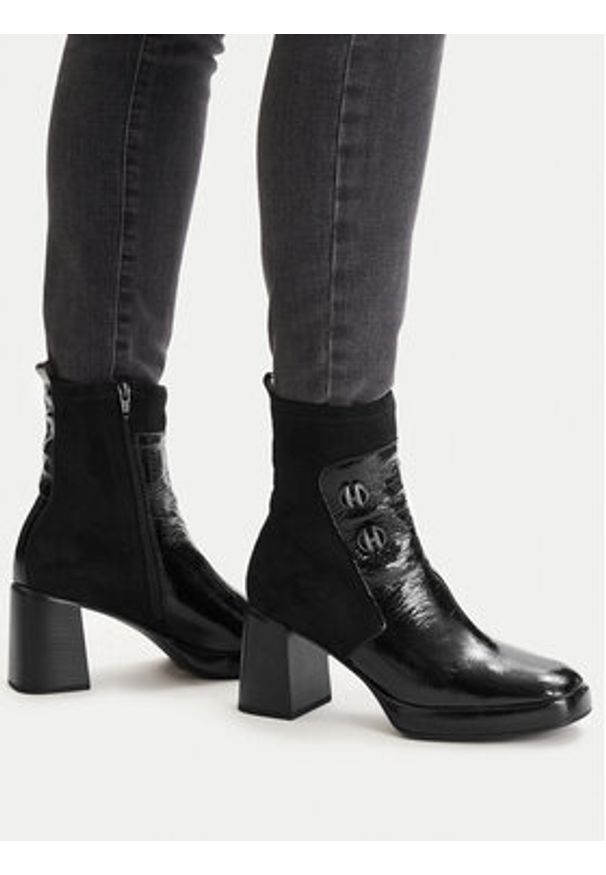 Hispanitas Botki HI254228 Czarny. Kolor: czarny. Materiał: skóra, lakier