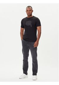 Karl Lagerfeld - KARL LAGERFELD T-Shirt 755066 554242 Czarny Regular Fit. Typ kołnierza: dekolt w karo. Kolor: czarny. Materiał: bawełna #4