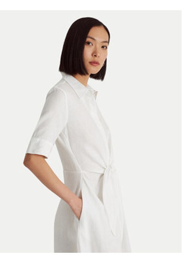Lauren Ralph Lauren Sukienka koszulowa 200831364001 Biały Regular Fit. Kolor: biały. Materiał: len. Typ sukienki: koszulowe