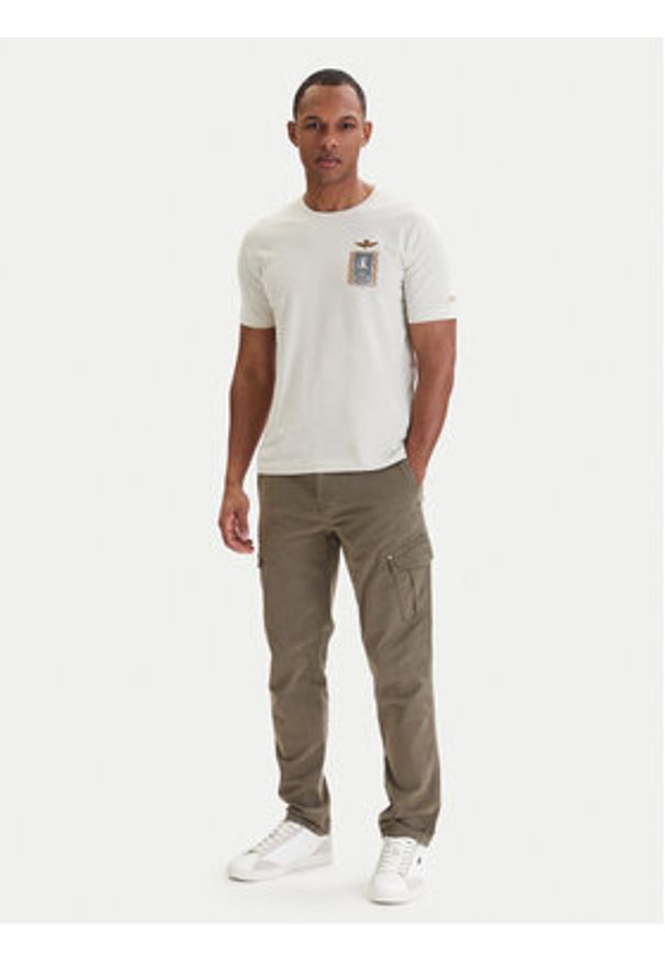 Aeronautica Militare T-Shirt 261TS2534UJ00641 Beżowy Regular Fit. Kolor: beżowy. Materiał: bawełna