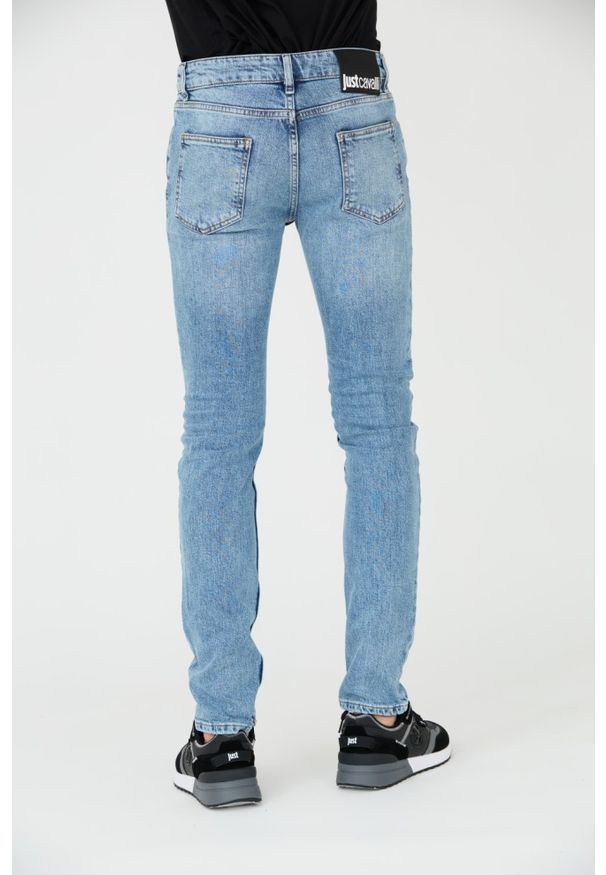 Just Cavalli - JUST CAVALLI Niebieskie jeansy Super Slim Chain. Kolor: niebieski