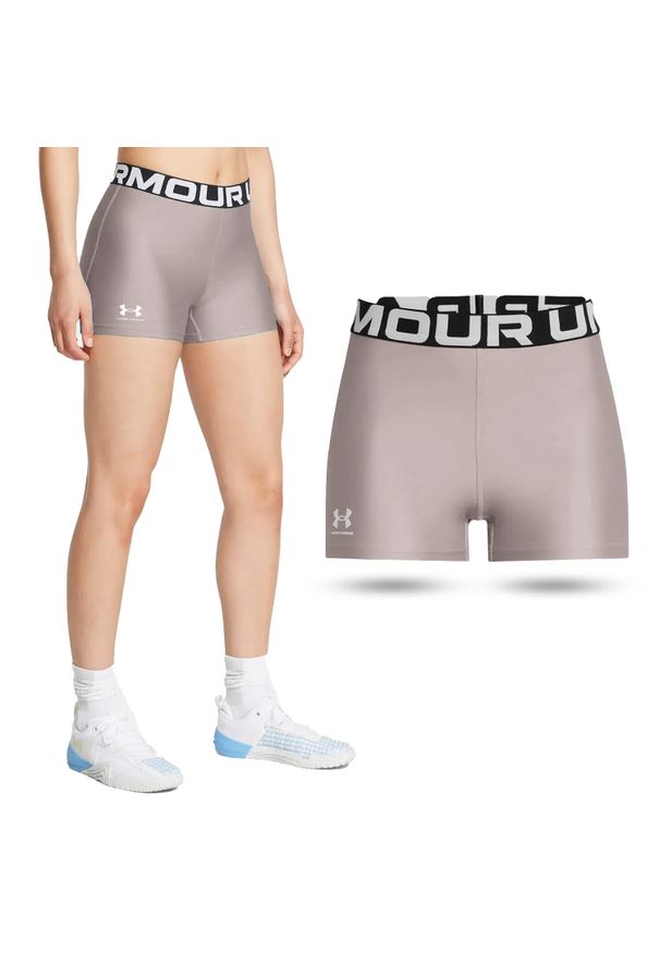 Under Armour - Krótkie legginsy treningowe damskie UNDER ARMOUR szybkoschnące kolarki. Kolor: szary. Długość: krótkie