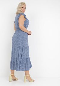 Born2be - Niebieska Sukienka Tudanna. Typ kołnierza: dekolt w kształcie V. Kolor: niebieski. Materiał: materiał, tkanina. Wzór: aplikacja, kwiaty, ażurowy. Długość: maxi #3