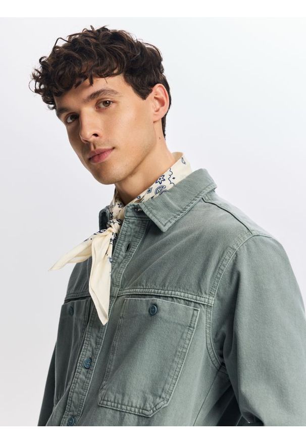 Reserved - Bawełniana koszula regular fit - niebieski. Kolor: niebieski. Materiał: bawełna