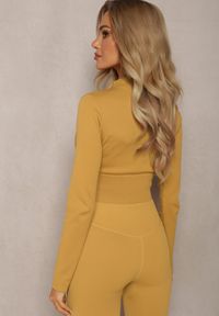 Renee - Żółta Prążkowana Bluza o Krótkim Fasonie Dwoma Suwakami Aloue. Kolor: żółty. Materiał: prążkowany. Długość: krótkie. Styl: elegancki #5