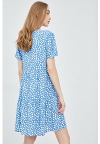 only - Only sukienka mini rozkloszowana. Kolor: niebieski. Materiał: tkanina, włókno. Typ sukienki: rozkloszowane. Długość: mini