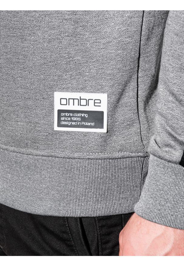 Szara bluza Ombre Clothing melanż, bez kaptura