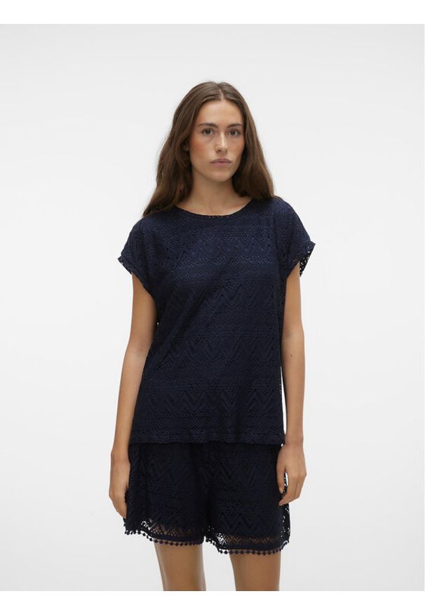 Vero Moda Bluzka Maya 10304457 Granatowy Wide Fit. Kolor: niebieski. Materiał: syntetyk