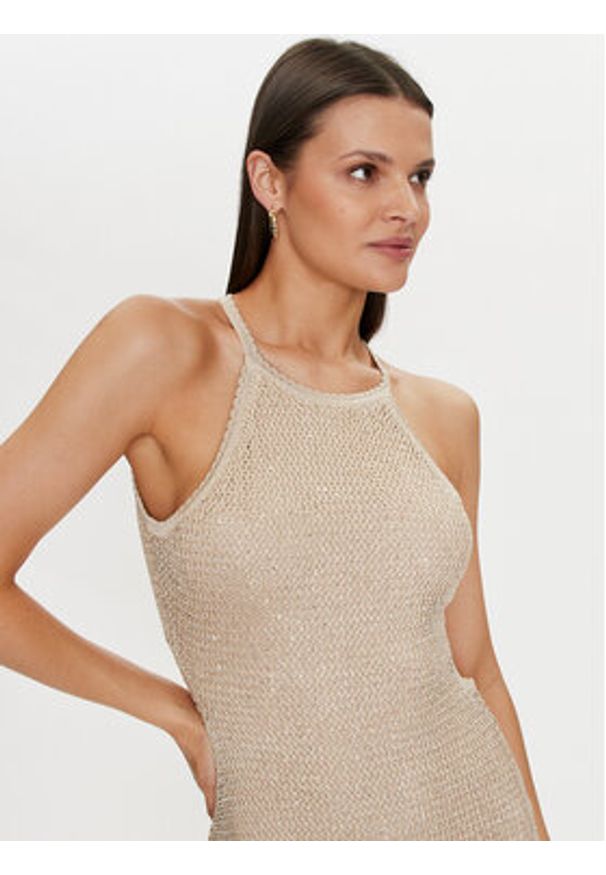 Guess Sukienka letnia W4YK50 Z37G0 Beżowy Regular Fit. Kolor: beżowy. Materiał: syntetyk. Sezon: lato