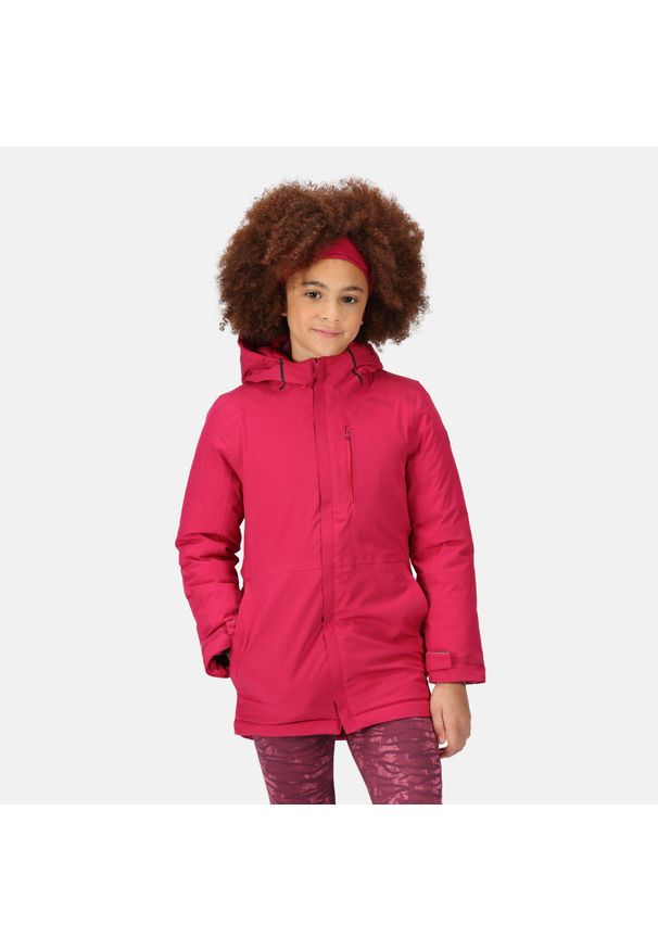 Junior Yewbank Regatta dziecięca turystyczna kurtka z membraną. Kolor: różowy. Sport: turystyka piesza
