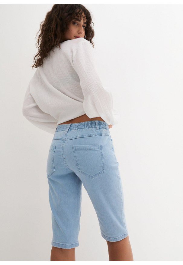 bonprix - Bermudy ze stretchem (2 pary). Kolor: czarny. Materiał: jeans