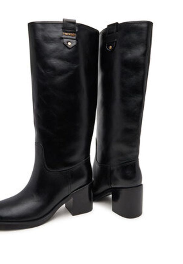 TwinSet - TWINSET Kozaki ko252TCP080 Czarny. Kolor: czarny. Materiał: skóra