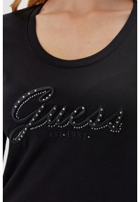 Guess - GUESS Czarny damski longsleeve Embro Script, Rozmiar M. Kolor: czarny. Długość rękawa: długi rękaw #3