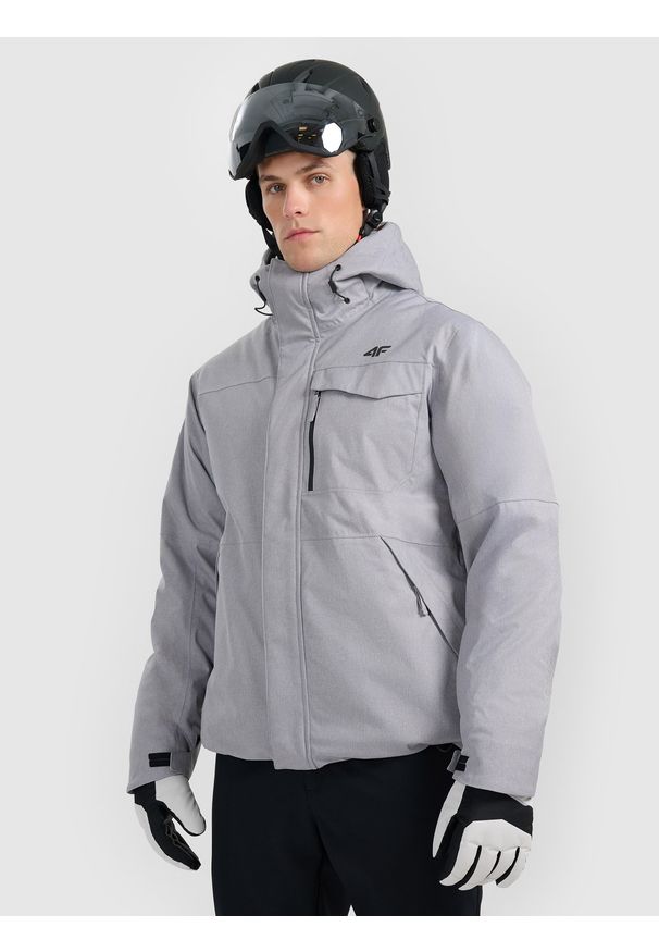 4f - 4F Kurtka narciarska membrana 10000 męska - szara S. Kolor: szary. Materiał: poliester, materiał. Sezon: zima. Styl: klasyczny