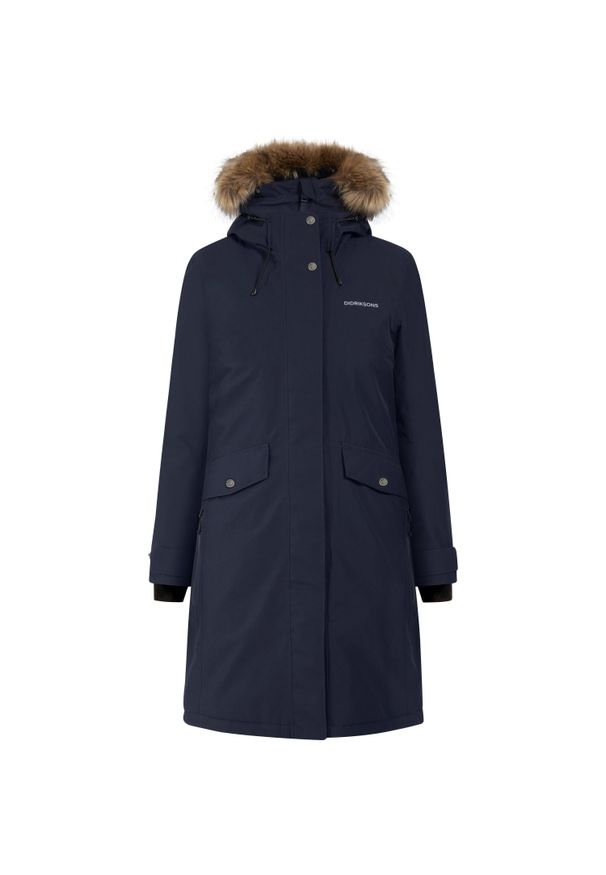 Parka dla kobiet Didriksons Erika. Kolor: niebieski. Sezon: zima, jesień. Styl: elegancki