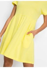 Sukienka shirtowa z kieszeniami bonprix jasna limonka. Kolor: żółty. Długość: mini #2