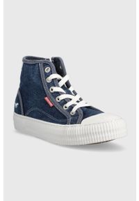 Mustang trampki damskie kolor niebieski 1420504. Kolor: niebieski. Materiał: bawełna, guma #2