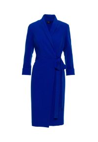 Stylove - Elegancka sukienka ołówkowa kopertowa z wiązaniem chabrowa. Okazja: na spotkanie biznesowe, do pracy. Typ kołnierza: typu klepsydra, dekolt w kształcie V, dekolt kopertowy. Kolor: czerwony, brązowy, niebieski. Materiał: wiskoza, poliester, tkanina, elastan. Wzór: gładki. Typ sukienki: ołówkowe, kopertowe. Styl: elegancki. Długość: midi #2