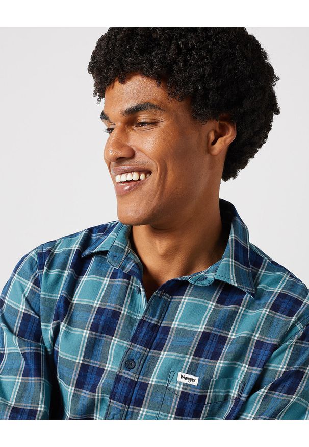 Wrangler - WRANGLER LS 1 PKT SHIRT MĘSKA KOSZULA W KRATĘ KRATA HYDRO INDYGO 112350492 W5A9017326