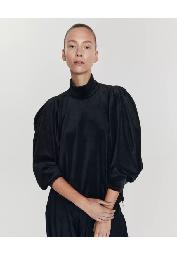 ANIA KUCZYŃSKA - Welurowa bluzka Melissa Notte. Kolor: czarny. Materiał: welur