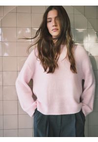 Reserved - Sweter z wełną i moherem - pastelowy róż. Kolor: różowy. Materiał: wełna, moher #1