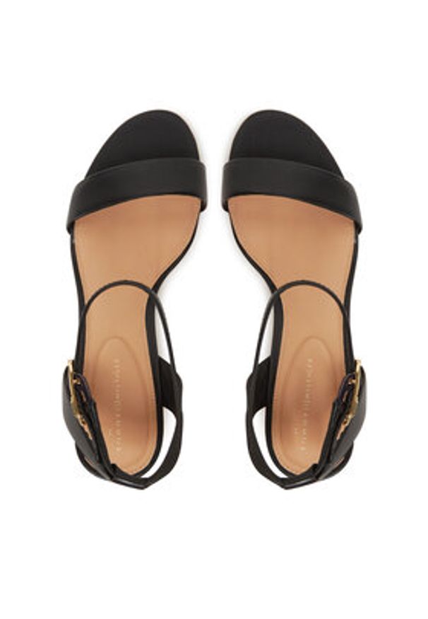 TOMMY HILFIGER - Tommy Hilfiger Espadryle Leather Ankle Strap Espad Sandal FW0FW08533 Czarny. Kolor: czarny. Materiał: skóra