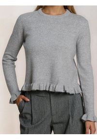 Sinsay - Sweter z ozdobnymi falbanami z domieszką wełny - szary. Kolor: szary. Materiał: wełna #1
