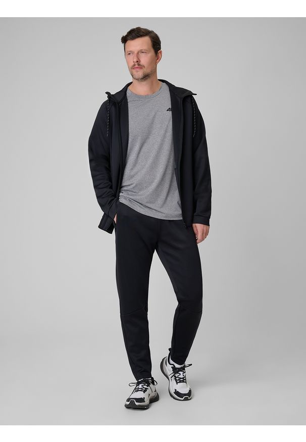 4f - 4F Koszulka treningowa regular szybkoschnąca męska - granatowa M. Kolor: szary. Materiał: skóra. Sport: fitness