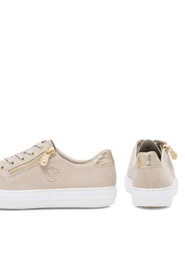 Rieker Sneakersy L59L1-60 Beżowy. Kolor: beżowy. Materiał: zamsz, skóra