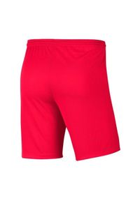 Nike - Dziecięce/niemowlęce Spodenki Z Dzianiny Dry Park III. Kolor: czerwony. Materiał: dzianina. Styl: sportowy. Sport: turystyka piesza