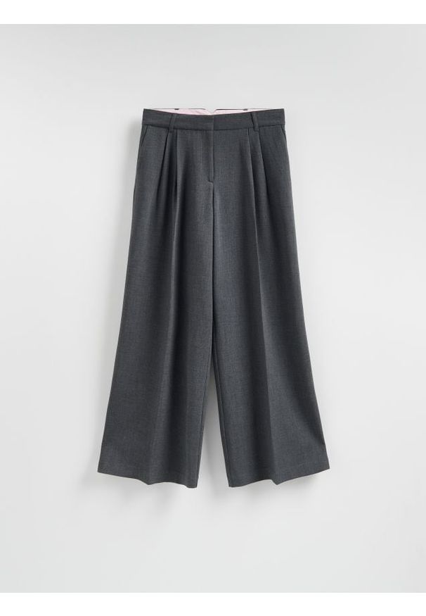 Reserved - Spodnie z wiskozą - jasnoszary. Kolor: szary. Materiał: wiskoza