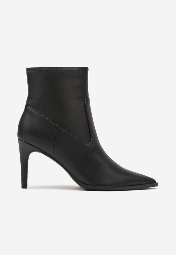 Born2be - Czarne Eleganckie Botki na Szpilce z Noskiem w Szpic Ittolora. Okazja: na co dzień. Kolor: czarny. Materiał: jeans. Obcas: na szpilce. Styl: elegancki