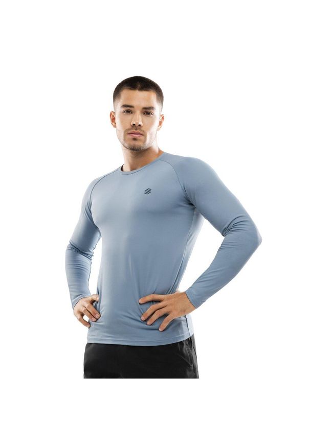 SIROKO - Męska koszulka treningowa z długim rękawem Fitness Siroko Aqua. Okazja: na co dzień. Kolor: niebieski. Materiał: tkanina. Długość rękawa: długi rękaw. Długość: długie. Styl: casual